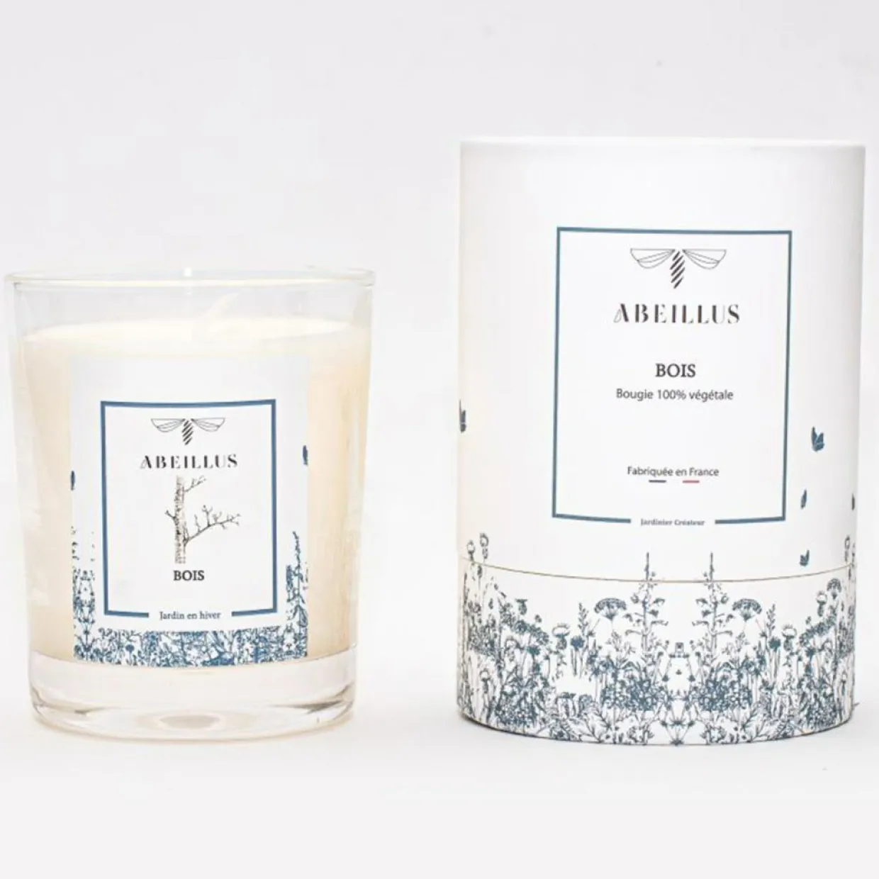 Abeillus Bougies^Bougie parfumée Jardin en hiver Feu de bois ivoire - 45h