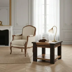 Bout de canapé Bois Massif Acacia Moon Marron - 50x50x40 cm-Bois & Chiffons Discount