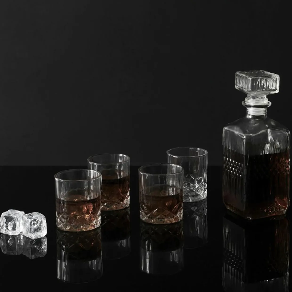 Cook Concept Verres^Bouteille whisky et 4 verres transparente - 9x9x24 cm