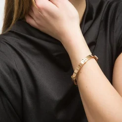 Bracelet à charnière avec logo classique rose doré-Tory Burch Sale