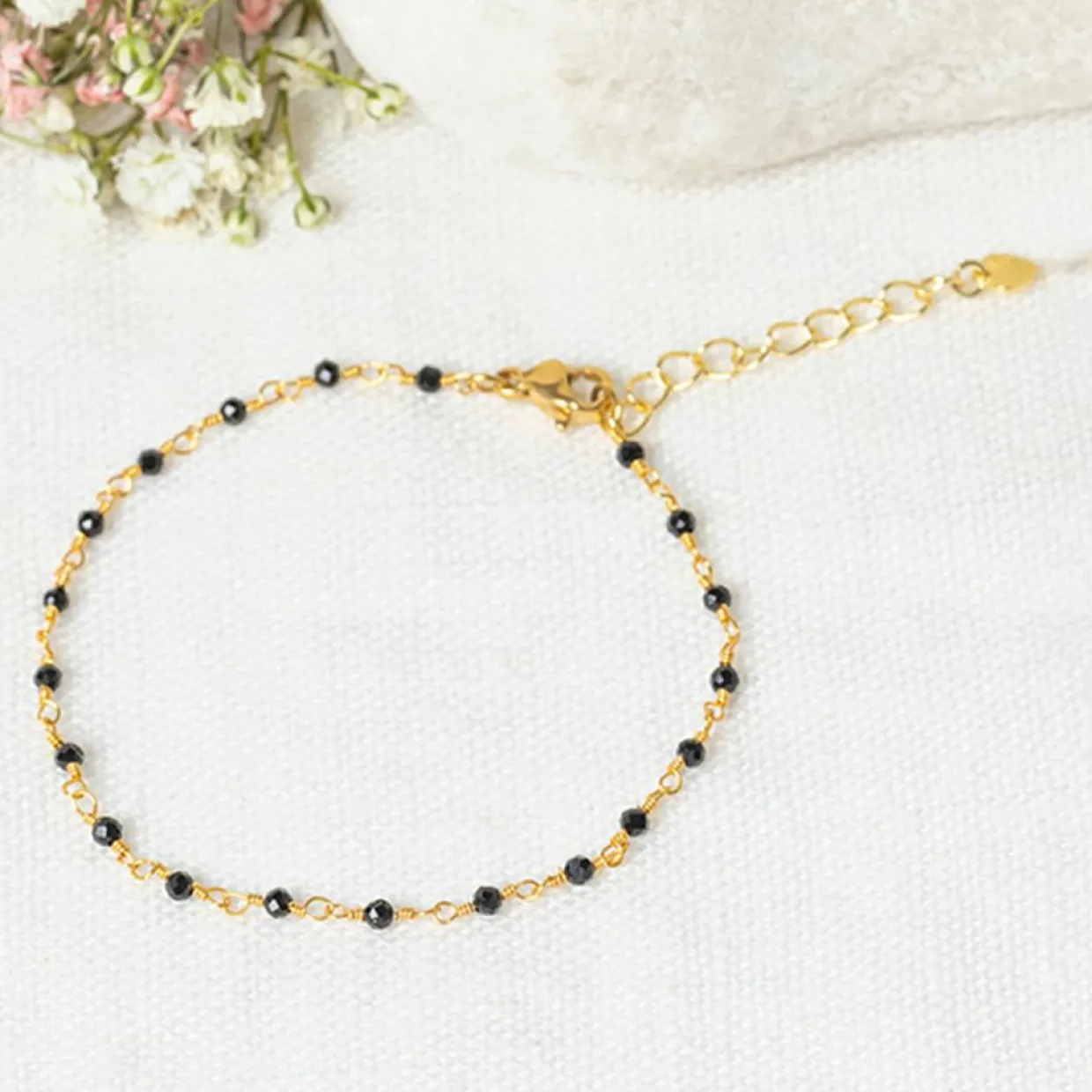 Bracelet Elisa Jade noire en laiton doré-Moonstone Hot