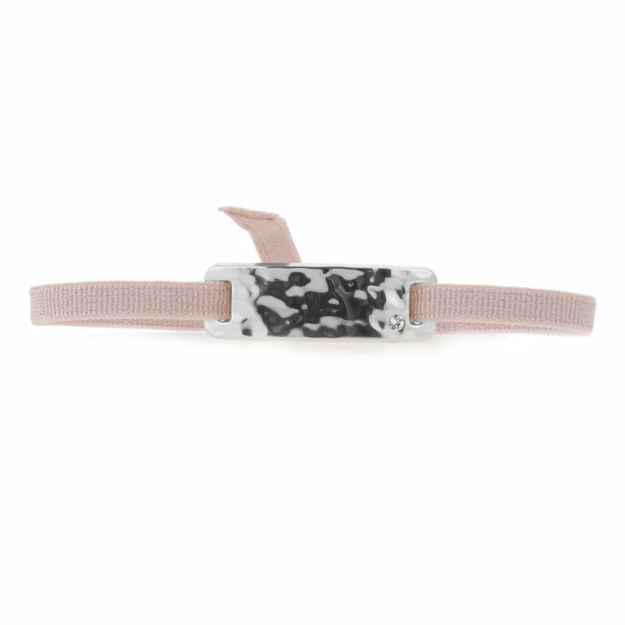 Bracelet Plaque Ruban Granite Strass beige rosé-Les Interchangeables Discount