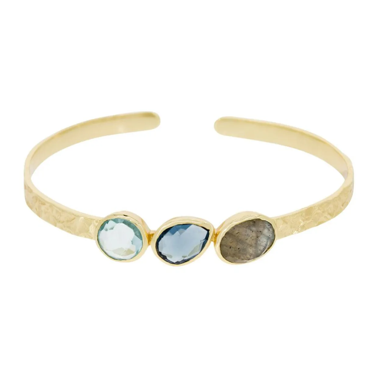 Bracelet Pénélope Labradorite & verre facetté en laiton doré-Moonstone Online