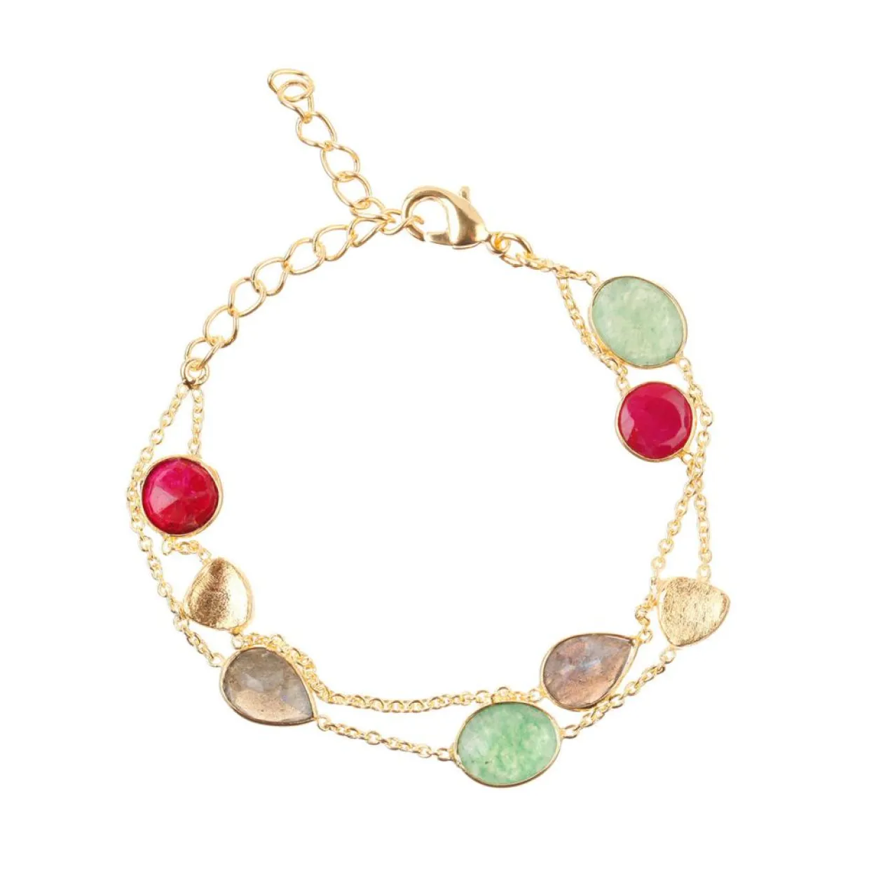Femme Moonstone Bracelets^Bracelet Théa Labradorite & Aventurine en laiton doré