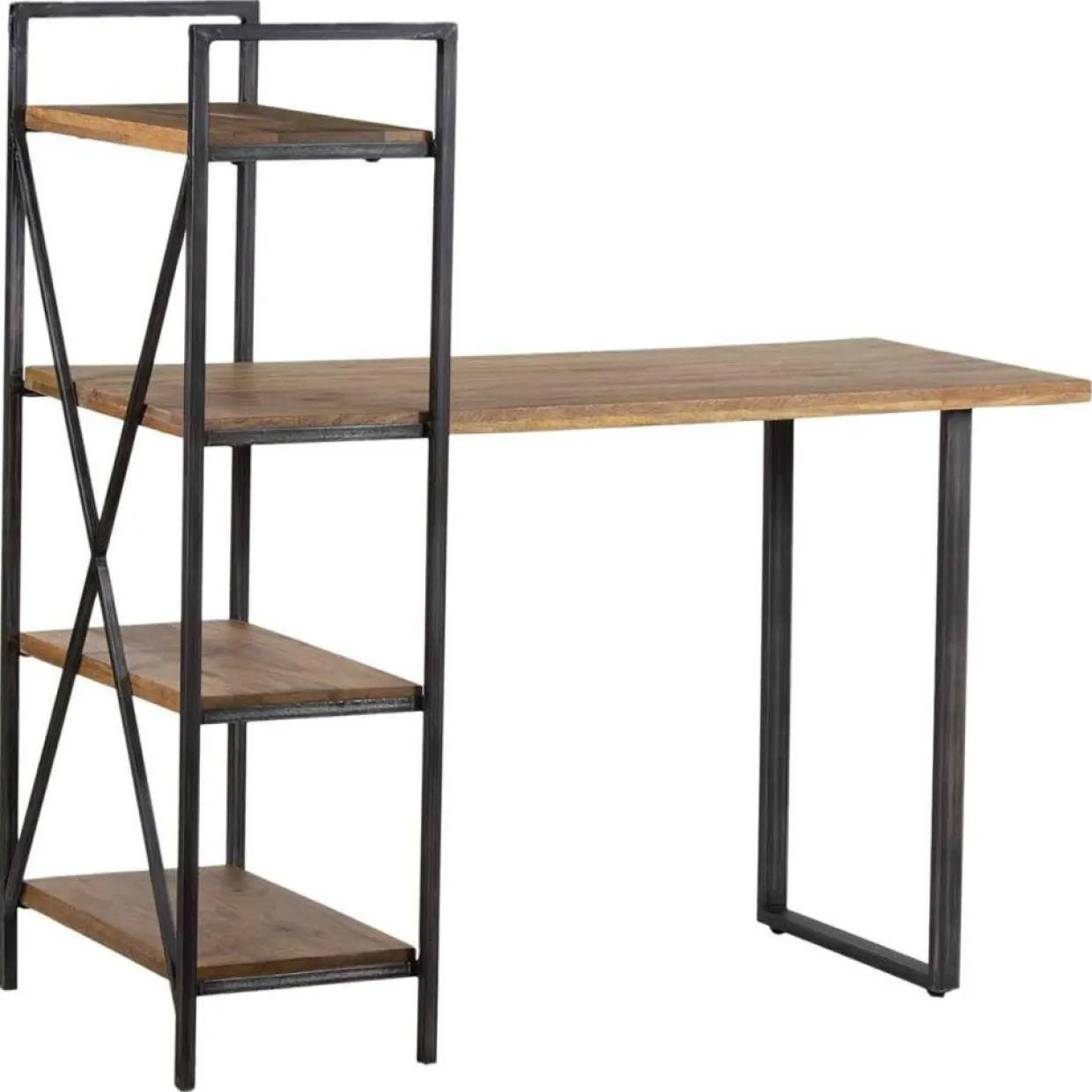 Bois & Chiffons Bureaux^Bureau avec étagère manguier stockholm noir - 130x60x130 cm