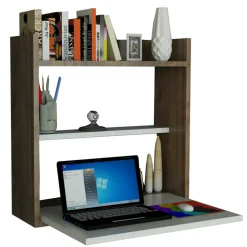 Bureau Laptop blanc/bois - 60x20x60 cm-Wooden Art Hot