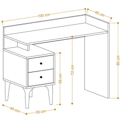 Bureau Puuk chêne - 100x80x45 cm-Wooden Art
