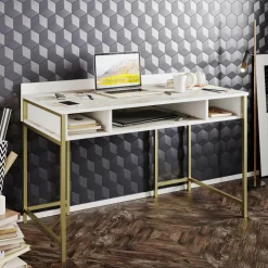 Bureau Tumata doré/blanc - 119.5x62x75.2 cm-Homitis Hot