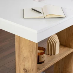 Bureau Vesper blanc/pin - 130x72x50 cm-Homitis Discount