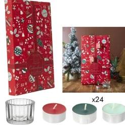 Calendrier de l'avent Photophores & Bougies Parfumées rouge - 21.7x37x4.2 cm-Home Deco Factory Hot