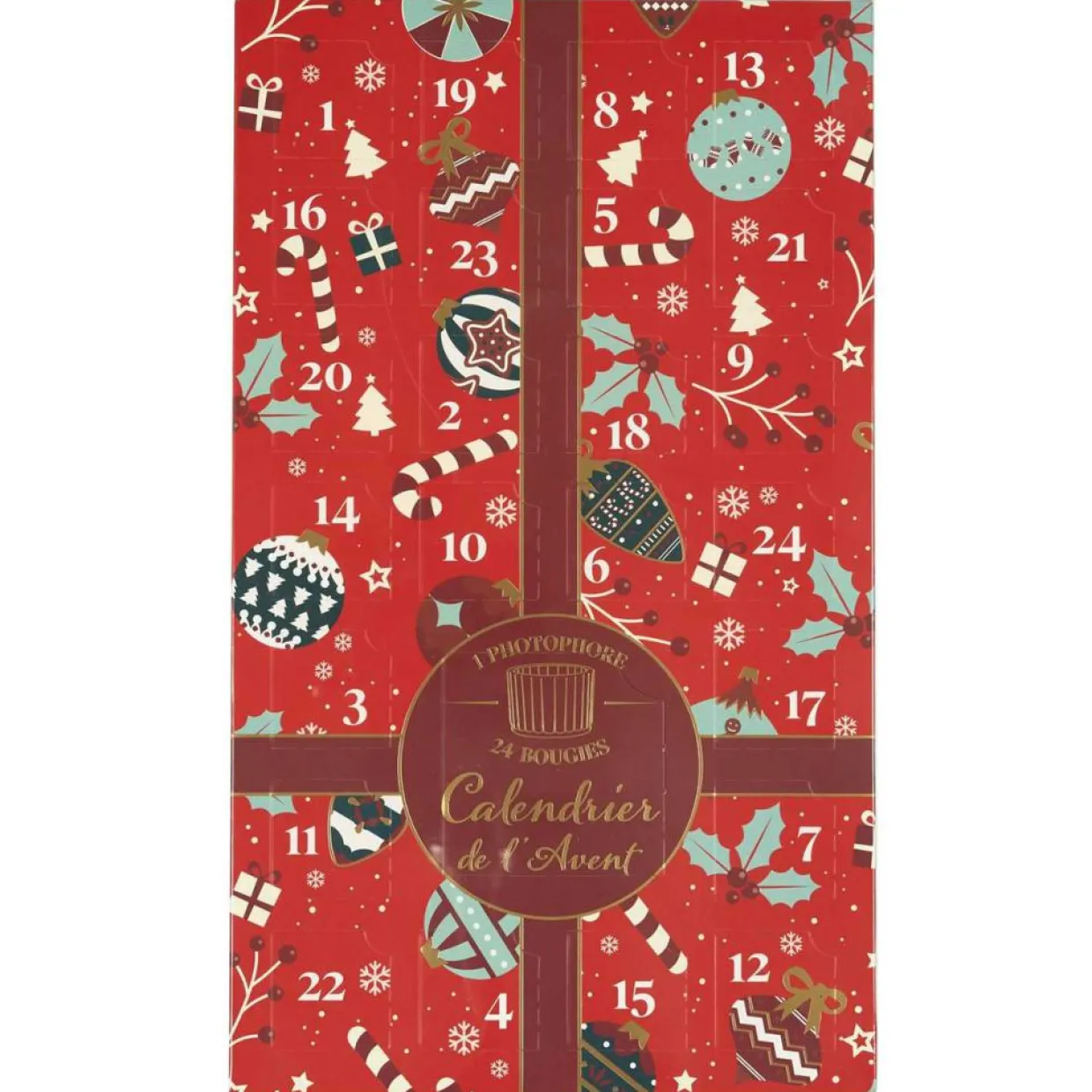 Calendrier de l'avent Photophores & Bougies Parfumées rouge - 21.7x37x4.2 cm-Home Deco Factory Hot