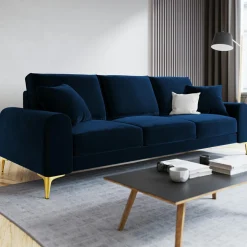 Canapé 3 places velours madara bleu roi - 222x102x90 cm-Mazzini Sofas Hot