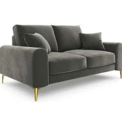 Canapé 2 places velours madara gris - 172x102x90 cm-Mazzini Sofas New