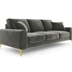 Mazzini Sofas Canapés^Canapé 3 places velours madara gris - 222x102x90 cm
