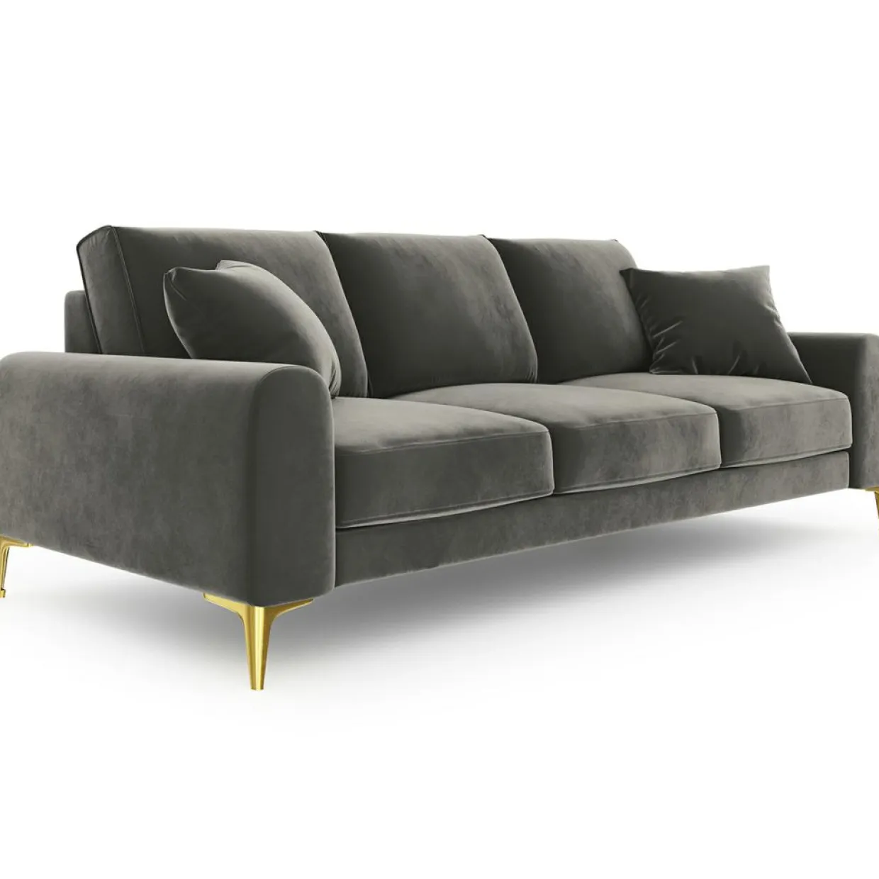 Mazzini Sofas Canapés^Canapé 3 places velours madara gris - 222x102x90 cm