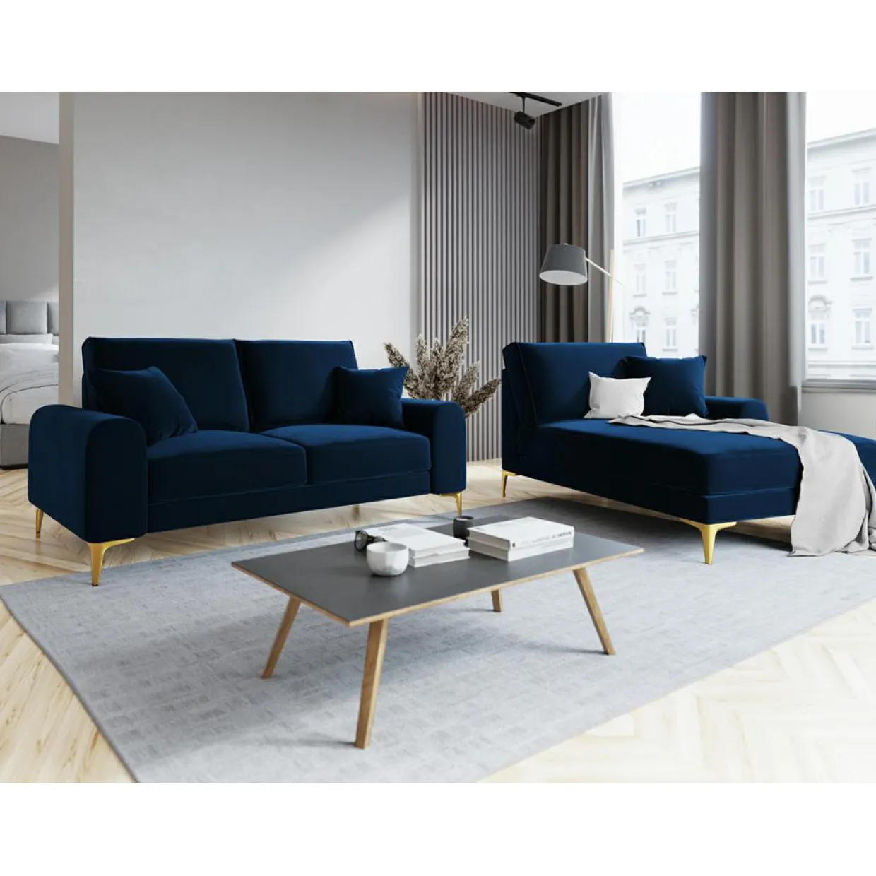 Mazzini Sofas Canapés^Canapé 2 places velours madara bleu roi - 172x102x90 cm