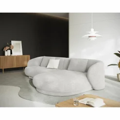 Canapé angle droit Linden Chenille 4 Places argenté chiné - 289x177x72 cm-Mazzini Sofas Online