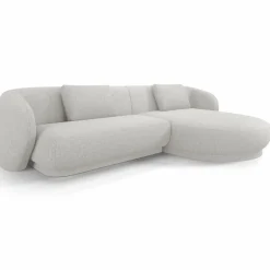 Canapé angle droit Linden Chenille 4 Places argenté chiné - 289x177x72 cm-Mazzini Sofas Online