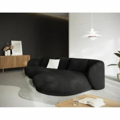 Mazzini Sofas Canapés^Canapé angle droit Linden Chenille 4 Places noir - 289x177x72 cm