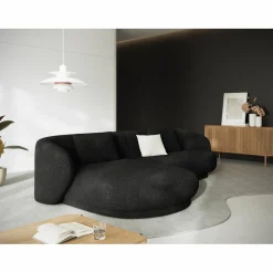 Canapé angle gauche Linden Chenille 4 Places noir - 289x177x72 cm-Mazzini Sofas Sale