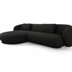 Canapé angle gauche Linden Chenille 4 Places noir - 289x177x72 cm-Mazzini Sofas Sale