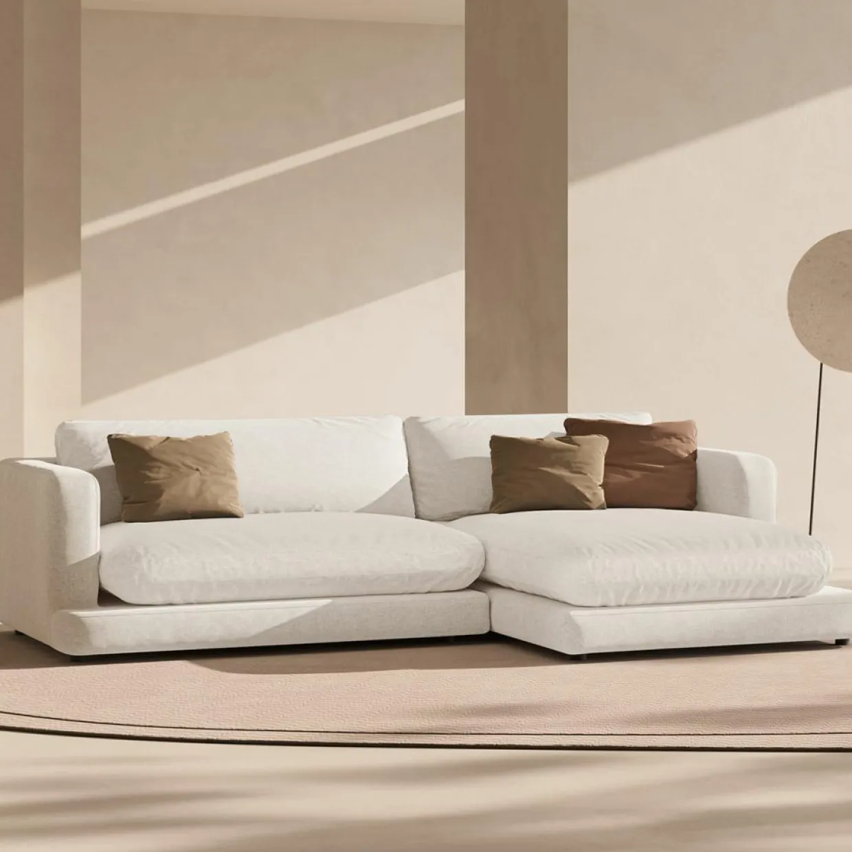 Mazzini Sofas Canapés^Canapé d'angle droit Daphne 4 Places Ivoire - 270x170x86 cm