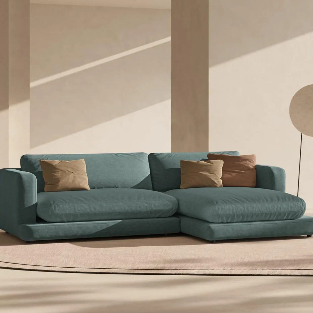 Mazzini Sofas Canapés^Canapé d'angle droit Daphne 4 Places Vert mousse - 270x170x86 cm