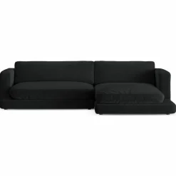 Canapé d'angle droit en Velours Daphne 4 Places Noir - 270x170x86 cm-Mazzini Sofas Outlet