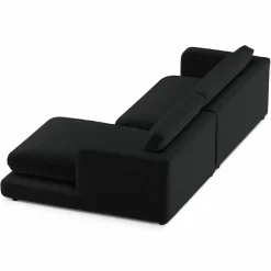 Canapé d'angle droit en Velours Daphne 4 Places Noir - 270x170x86 cm-Mazzini Sofas Outlet