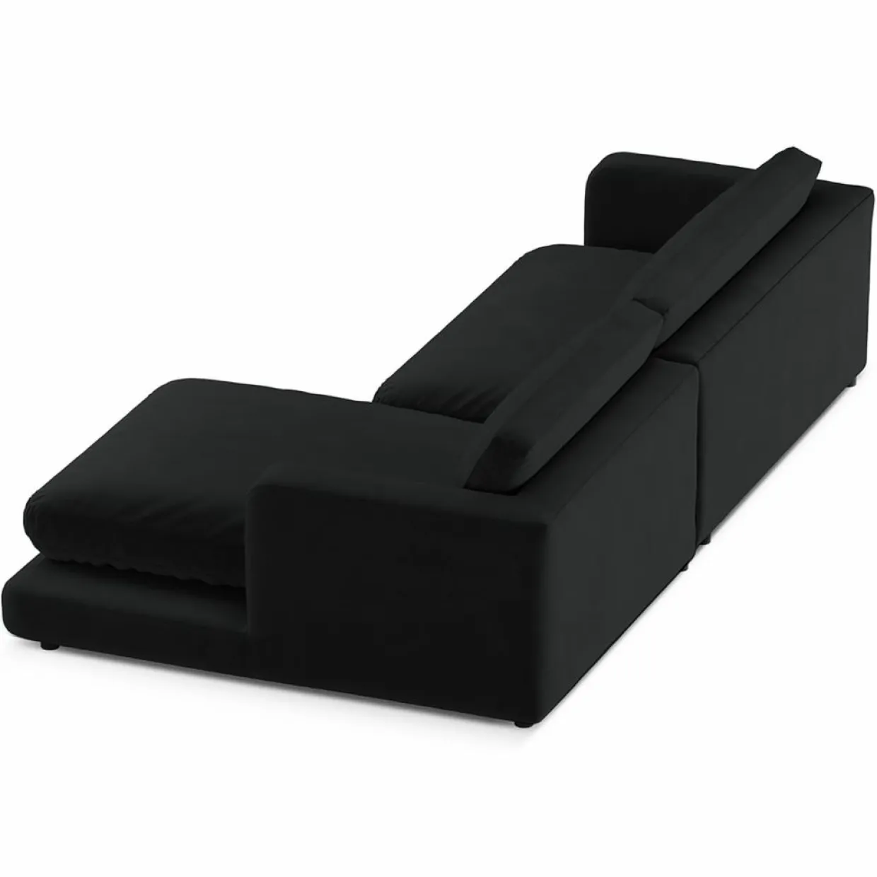 Canapé d'angle droit en Velours Daphne 4 Places Noir - 270x170x86 cm-Mazzini Sofas Outlet