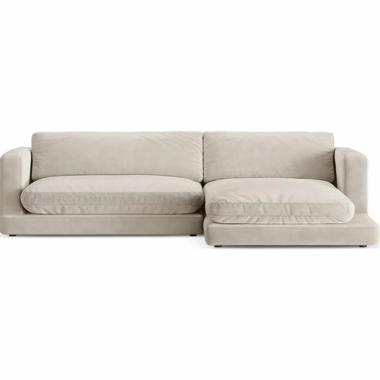 Mazzini Sofas Canapés^Canapé d'angle droit en Velours Daphne 4 Places Beige Clair - 270x170x86 cm