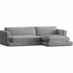 Mazzini Sofas Canapés^Canapé d'angle droit en Velours Daphne 4 Places Gris Clair - 270x170x86 cm