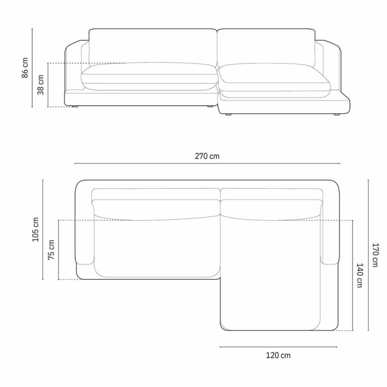 Mazzini Sofas Canapés^Canapé d'angle droit en Velours Daphne 4 Places Gris Clair - 270x170x86 cm