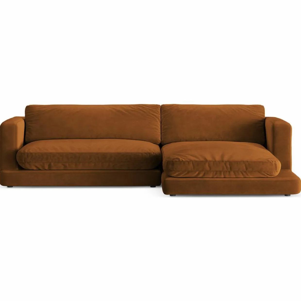 Mazzini Sofas Canapés^Canapé d'angle droit en Velours Daphne 4 Places Terracotta - 270x170x86 cm