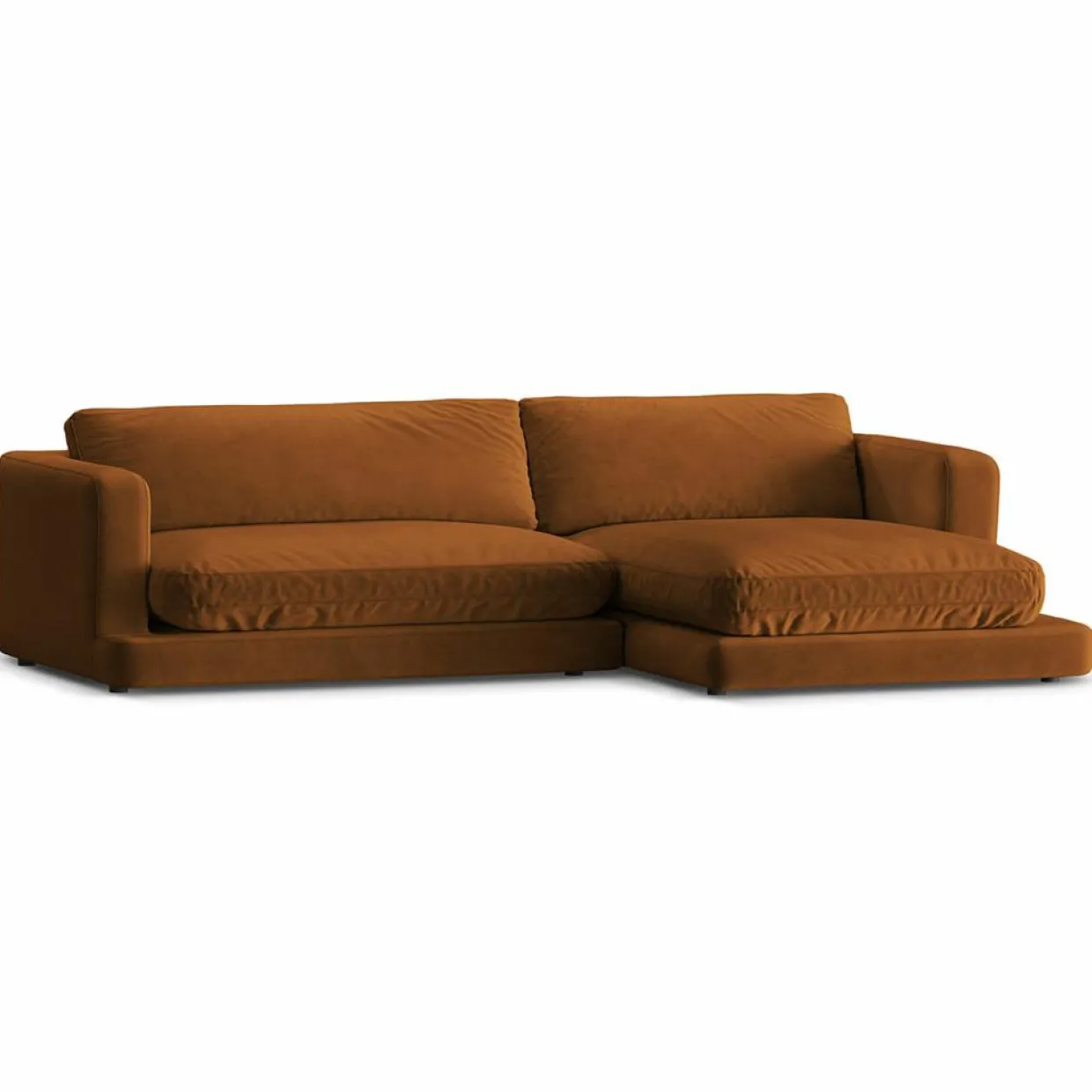 Mazzini Sofas Canapés^Canapé d'angle droit en Velours Daphne 4 Places Terracotta - 270x170x86 cm