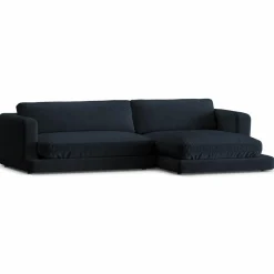 Canapé d'angle droit en Velours Daphne 4 Places Bleu Foncé - 270x170x86 cm-Mazzini Sofas Sale