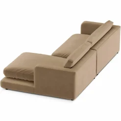 Canapé d'angle droit en Velours Daphne 4 Places Beige Foncé - 270x170x86 cm-Mazzini Sofas Clearance