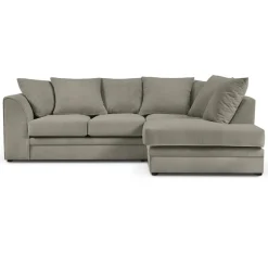 Canapé d'angle Droit Quince Velours côtelé 4 Places gris clair - 221x171x80 cm-Mazzini Sofas Clearance