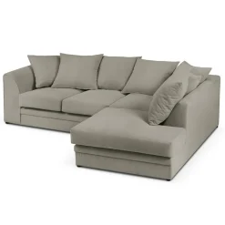 Canapé d'angle Droit Quince Velours côtelé 4 Places gris clair - 221x171x80 cm-Mazzini Sofas Clearance