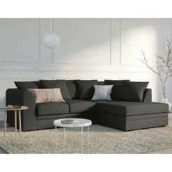Mazzini Sofas Canapés^Canapé d'angle droit Quince 4 Places gris foncé - 221x171x80 cm