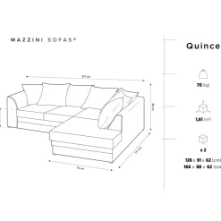 Mazzini Sofas Canapés^Canapé d'angle droit Quince 4 Places gris foncé - 221x171x80 cm