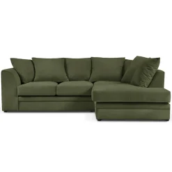 Mazzini Sofas Canapés^Canapé d'angle Droit Quince Velours côtelé 4 Places vert - 221x171x80 cm