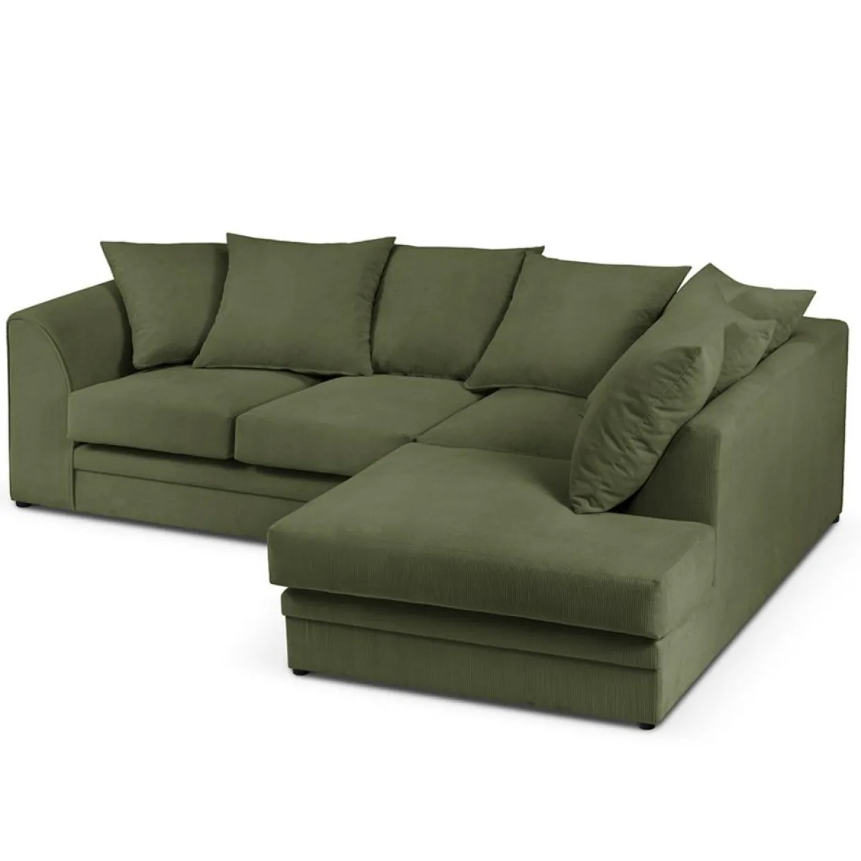 Mazzini Sofas Canapés^Canapé d'angle Droit Quince Velours côtelé 4 Places vert - 221x171x80 cm