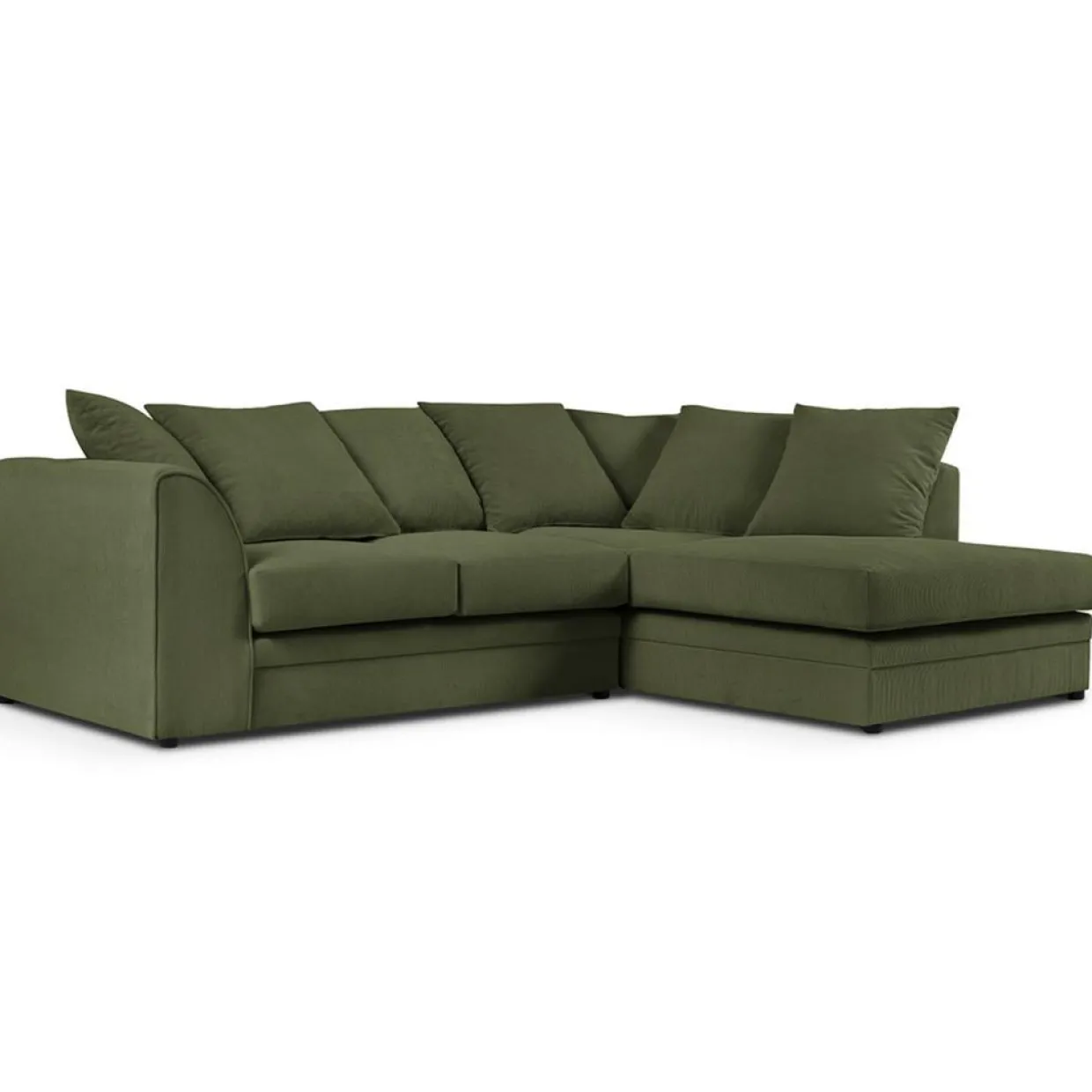 Mazzini Sofas Canapés^Canapé d'angle Droit Quince Velours côtelé 4 Places vert - 221x171x80 cm
