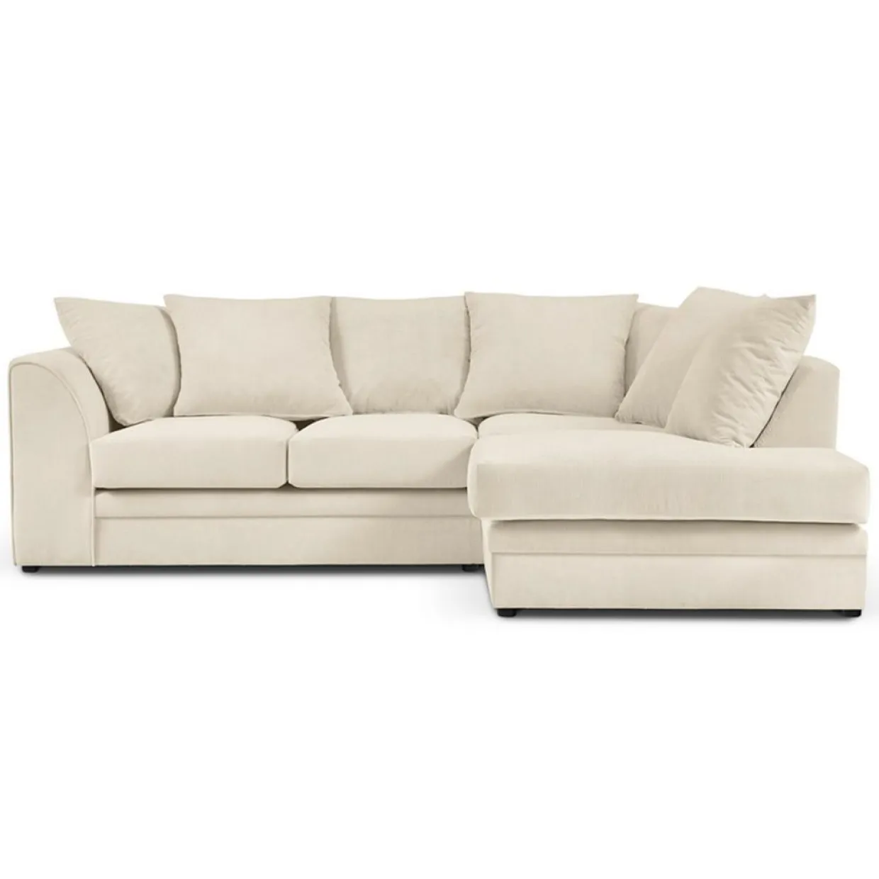 Mazzini Sofas Canapés^Canapé d'angle Droit Quince Velours côtelé 4 Places beige clair - 221x171x80 cm