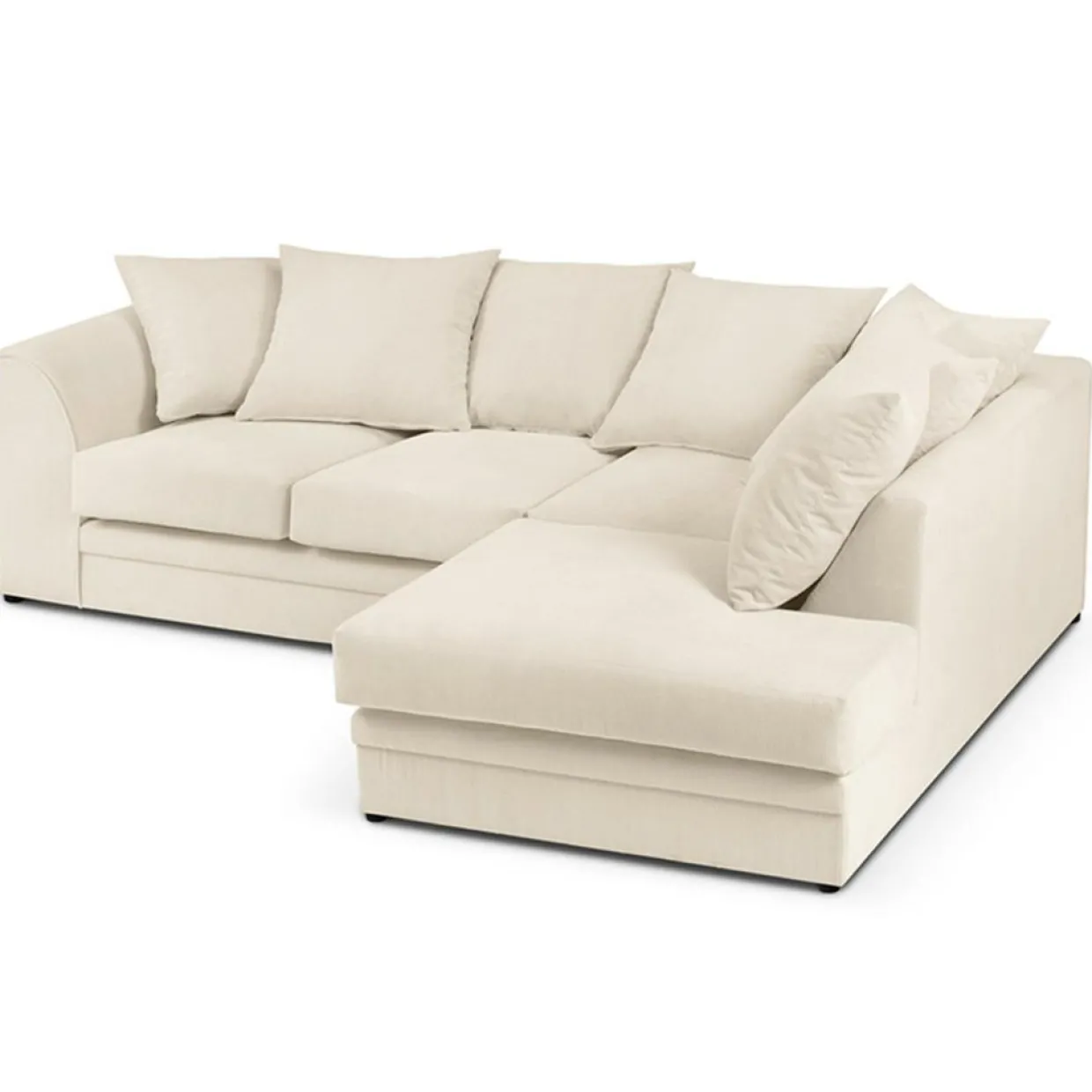Mazzini Sofas Canapés^Canapé d'angle Droit Quince Velours côtelé 4 Places beige clair - 221x171x80 cm