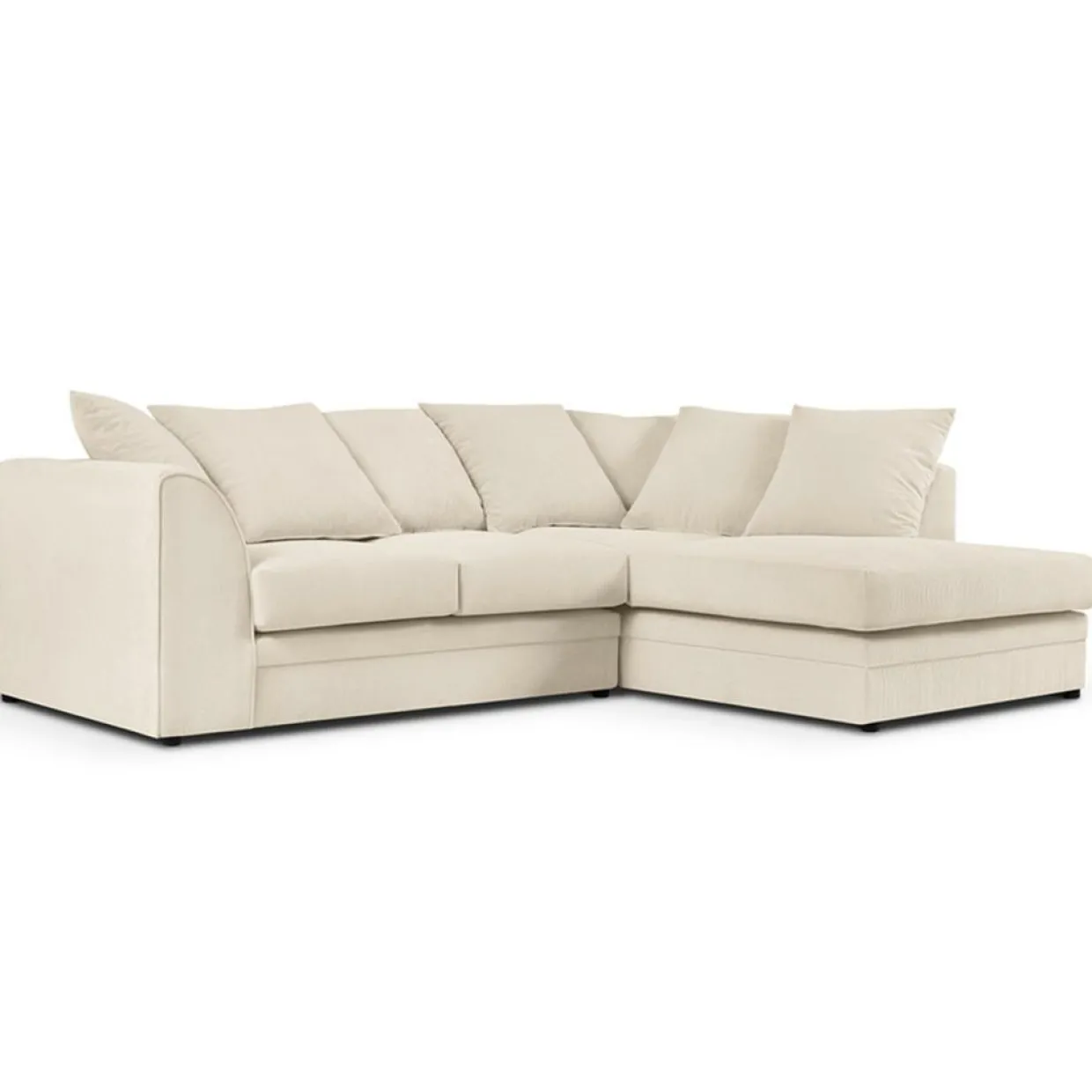 Mazzini Sofas Canapés^Canapé d'angle Droit Quince Velours côtelé 4 Places beige clair - 221x171x80 cm