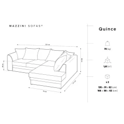 Mazzini Sofas Canapés^Canapé d'angle Droit Quince Velours côtelé 4 Places beige clair - 221x171x80 cm