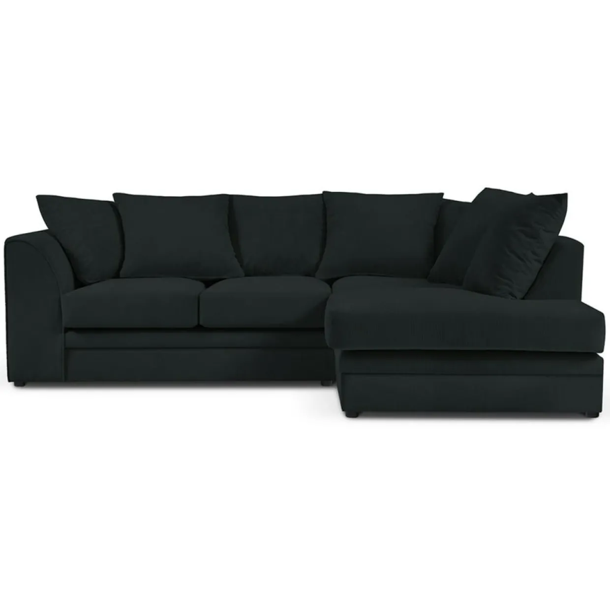 Mazzini Sofas Canapés^Canapé d'angle Droit Quince Velours côtelé 4 Places noir - 221x171x80 cm