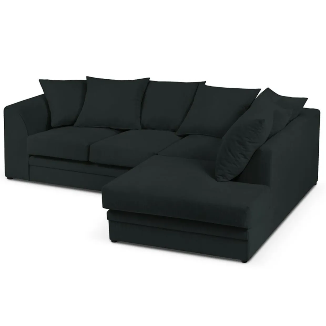 Mazzini Sofas Canapés^Canapé d'angle Droit Quince Velours côtelé 4 Places noir - 221x171x80 cm
